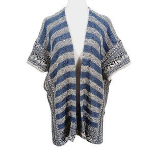 Chaps NWT S/M, "Indigo Sky" Cardigan Wrap Blue /Cream Knit  Western, Casual Warm